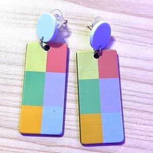 retro colorful rectangle earrings!